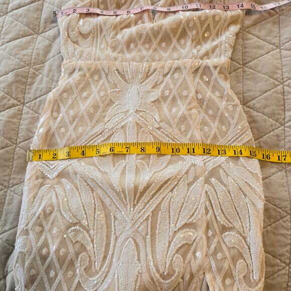 Lulus Destined for Romance Maxi Dress Women's XS Beige White Sequin Bridal - Picture 16 of 16